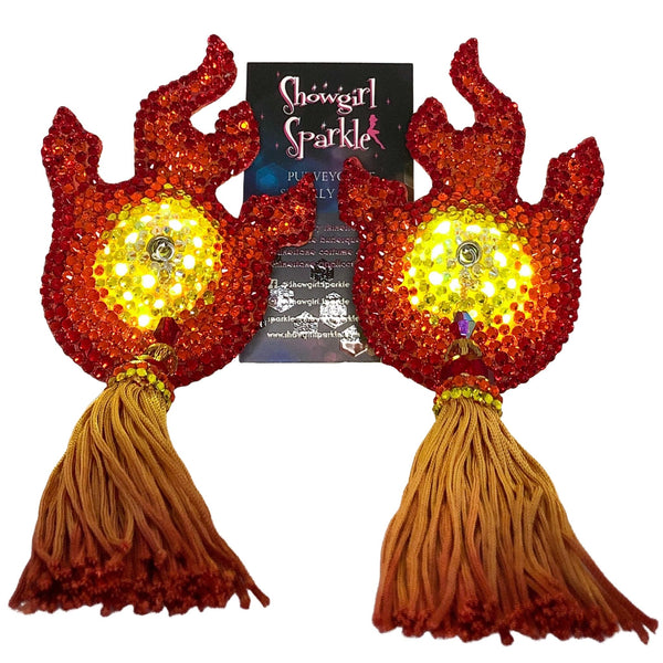 LED Light Up Burning Flame Burlesque Pasties | Nipple  display picture 2