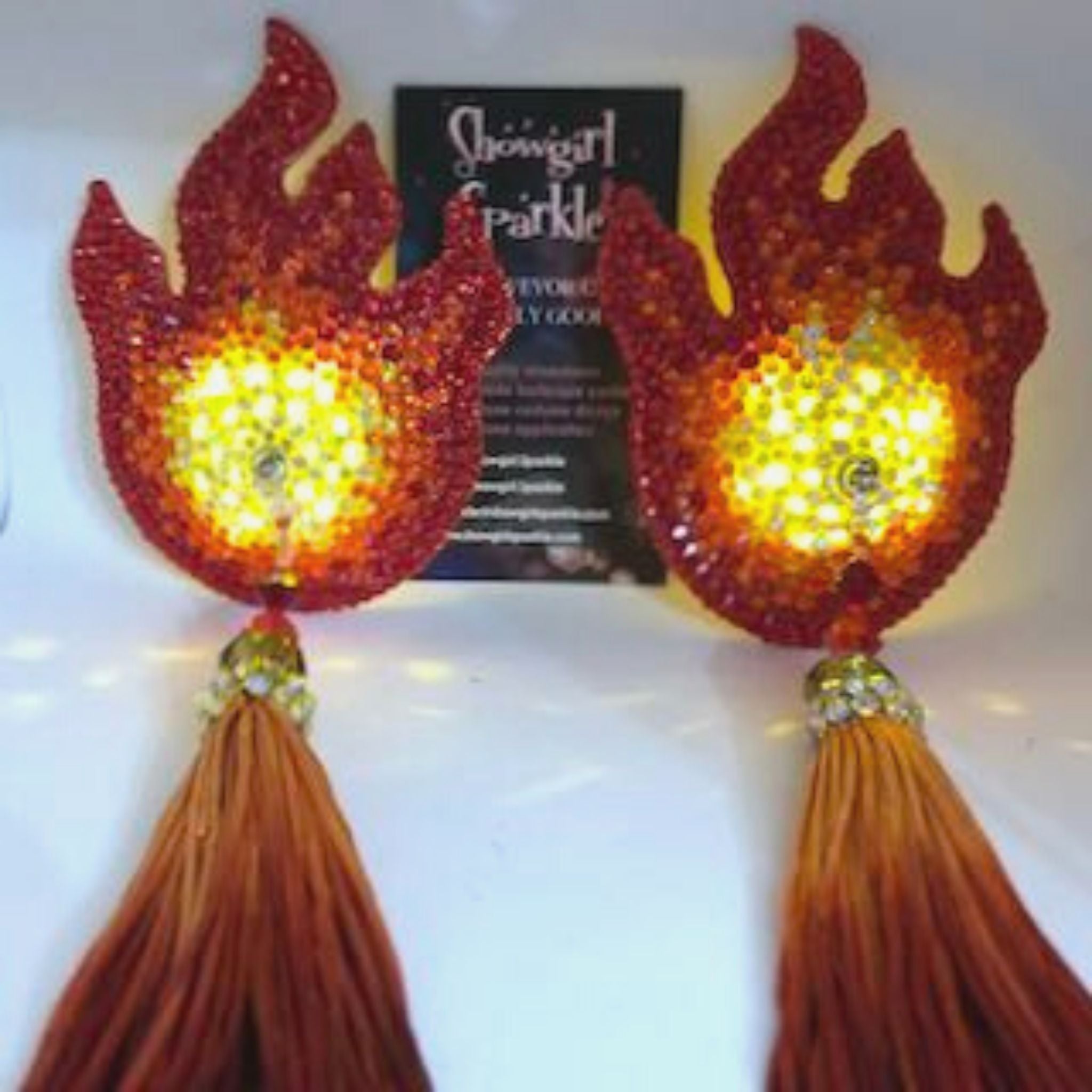 LED Light Up Burning Flame Burlesque Pasties | Nipple 