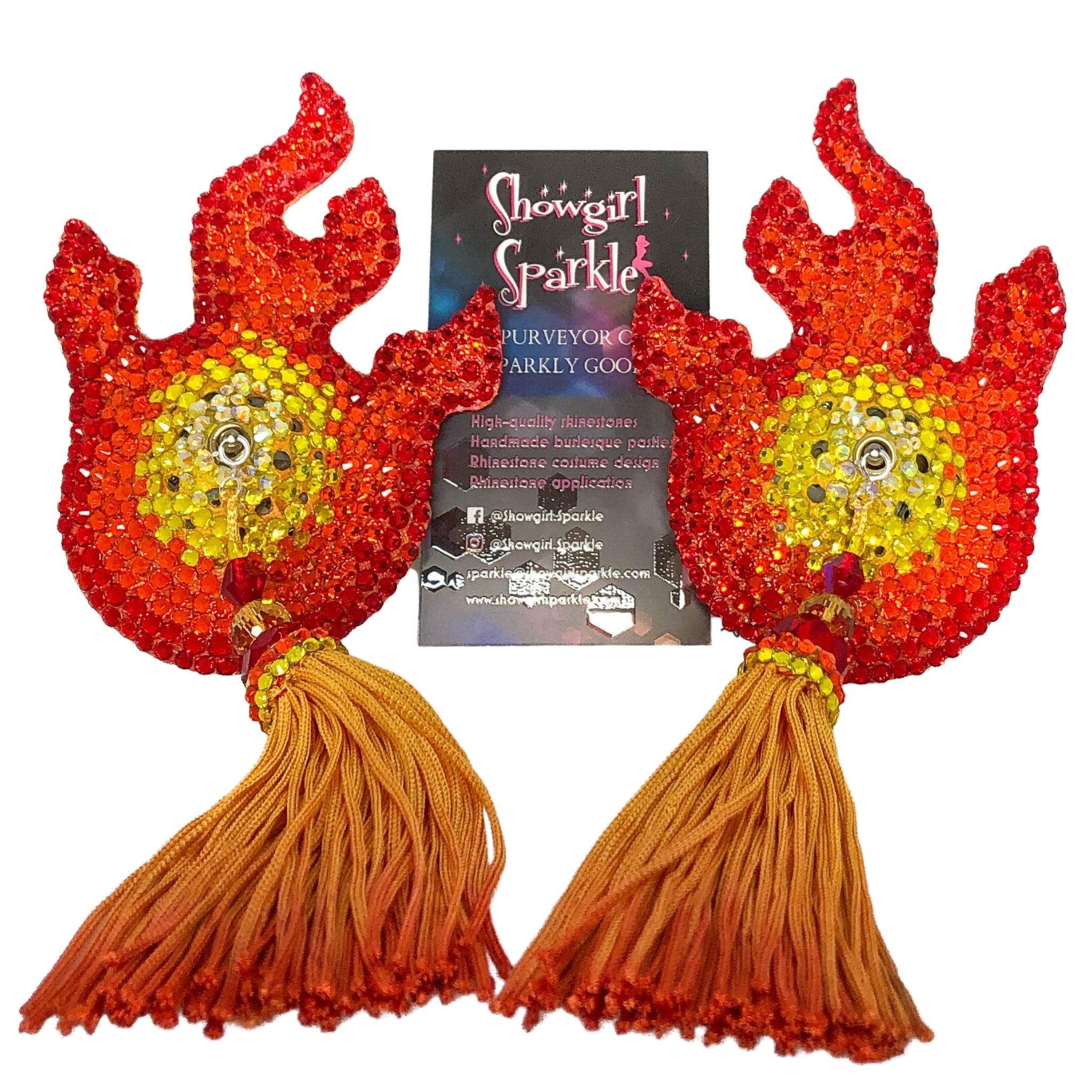 LED Light Up Burning Flame Burlesque Pasties